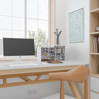White & Clear 10-Drawer Stackable Desk Organizer Storage Set - size: 10 drawer white & clear