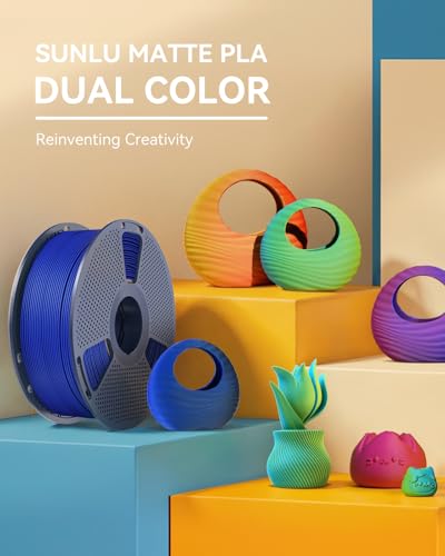 SUNLU Dual Color Matte PLA Filament 1.75mm, 250g Spool, 4 Rolls - color: C-mattepla-4x250g-redblue+redblue+yellowcyan+greenpurple