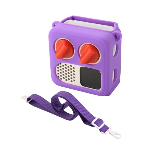 Silicone Case Cover for Yoto Mini (2024 Edition), Travel Carrying Case with Adjustable Shoulder Strap Protective Cover for Yoto Mini Player (Purple) - color: Purple
