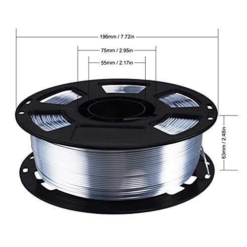 1.75mm Silk Pearlescent Metal Silver Shiny PLA Filament, 1kg 3D Printing Material Widely Support for FDM 3D Printer, Pack with Extra Filament Sample by BBLIFE - color: Silver