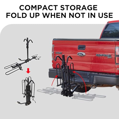 Rockland Foldable 2-Bike Rack, 80 lbs Capacity, Hitch Mount Bike Rack, Fits up to 2.5" Tire Width and 50" Wheelbase, Bike Carrier Rack for 1.25" and 2" Receiver for Cars SUVs Vans RVs - size: 2-Bike Rack+80LBS (50 Wheelbase)