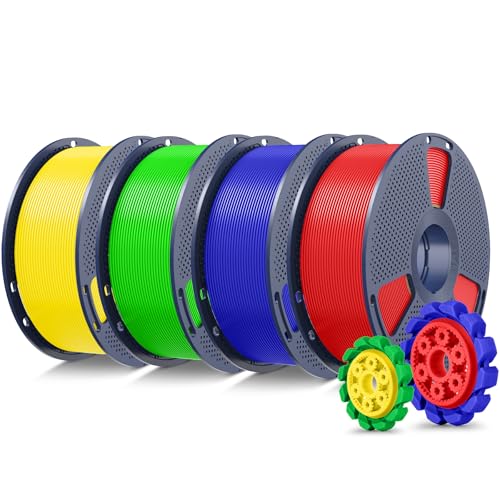SUNLU PLA+2.0 3D Printer Filament, Multicolor, 4-Pack (4KG) - color: 1kg*4 Red+klein Blue+green+yellow, size: 4kg