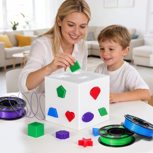 Dynta 250g PLA 3D Printer Filament for Beginners, 1.75mm/±0.02mm 6 Colors - color: 250gx6-black+white+red+green+blue+purple