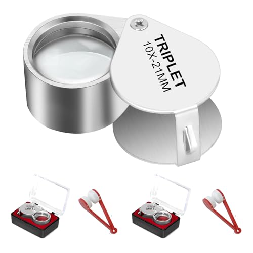 2PCS Jewelers Eye Loupe Magnifier, Small Pocket Folding Magnifying Glass