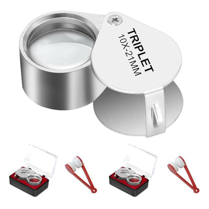 2PCS Jewelers Eye Loupe Magnifier, Small Pocket Folding Magnifying Glass