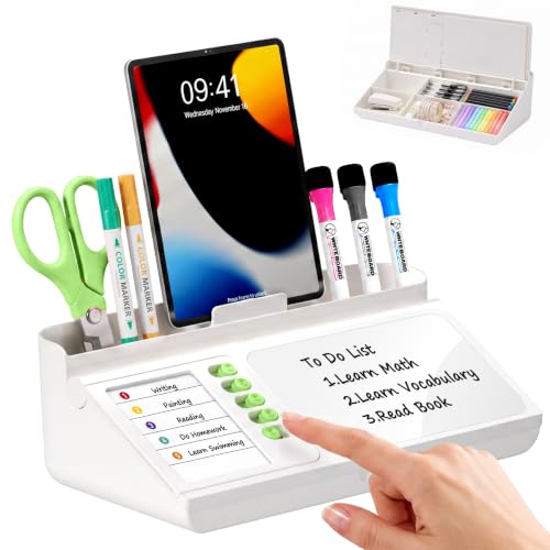 Desk Organizer Dry Erase Desktop Whiteboard with Storage, to Do List Board - color: Green