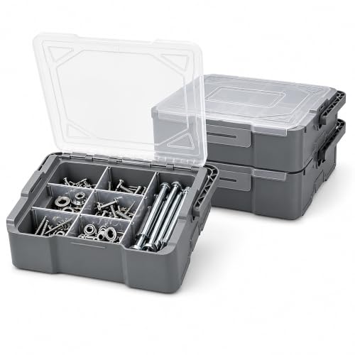 Hardware Organizer Box, 2 Pack Stackable Screw Storage Case