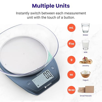 Etekcity 0.1g Food Scale, Bowl, Digital Grams and Ounces for Weight Loss, Dieting, Baking, Cooking, and Meal Prep, 11lb/5kg, Stainless Steel Prussian Blue - color: Prussian Blue, size: 11lb