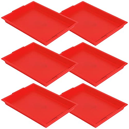 Deflecto Finger Paint Tray for Kids, Plastic Container, Red, 16” x 1.8” x 12”, 6 Count - color: Red