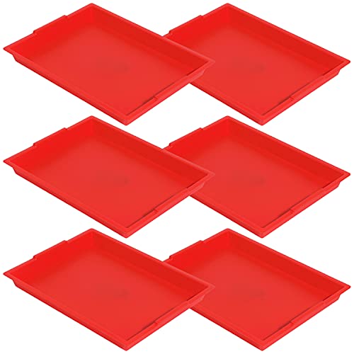 Deflecto Finger Paint Tray for Kids, Plastic Container, Red, 16” x 1.8” x 12”, 6 Count - color: Red