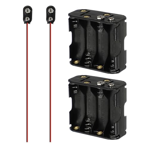 MECCANIXITY 6Pcs 8 x 1.5V AA Battery Holder with 9V I Type Snap Connector
