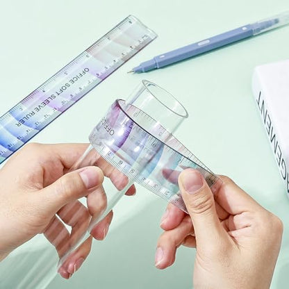 BAYTORY 6Pcs Flexible Plastic Ruler 20 cm/8 Inch, Transparent Rulers - size: 20 cm / 8 Inch