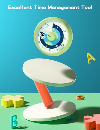 Visual Timer for Kids, 60-Minute Countdown Timer for Classroom Office Kitchen, Desk Timer Kids Time Management Tools with Silent Operation, Pomodoro Time Rainbow Pattern - color: Planet Green