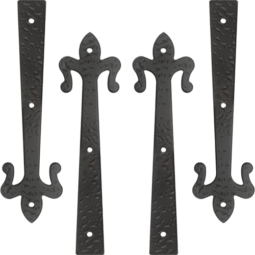 Barn Sliding Door Decorative Corner Bracket 10 in Gate Hinge Garage Door Strap Hinges Matte Black Rustic I Brackets Hardware Decorator for Shutters Farmhouse Gardengate Box Fence - size: 10 IN - I Shape