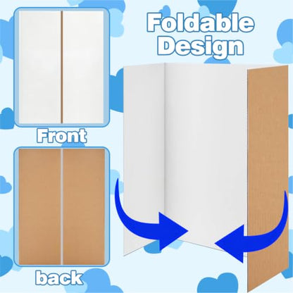 8 Pack Trifold Poster Board, 36×48 Inch Display Board with Pre-Creased Design, 3mm Thick Large Size Project Board, Multipurpose Presentation Board for Science Fairs, School Projects & Events