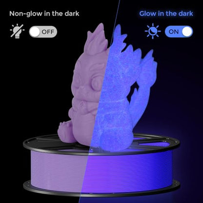 FLASHFORGE Glow in The Dark Rapid PLA Filament 1.75mm, High Flow Speedy 3D Printer Filament Luminous Purple, Max 500mm/s High-Speed Printing, High Brightness and Long-Lasting Glowing Effect - color: Luminous Purple