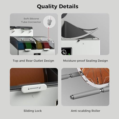 Creality Filament Dryer Box for 4 Spools, Space Pi X4 Lite Dual Independent Heating Chambers with Fan, 75°C Rapid Dryer for PLA PETG TPU ABS PET PC ASA PAHT, 3D Printer Filament Storage & Dehumidifier