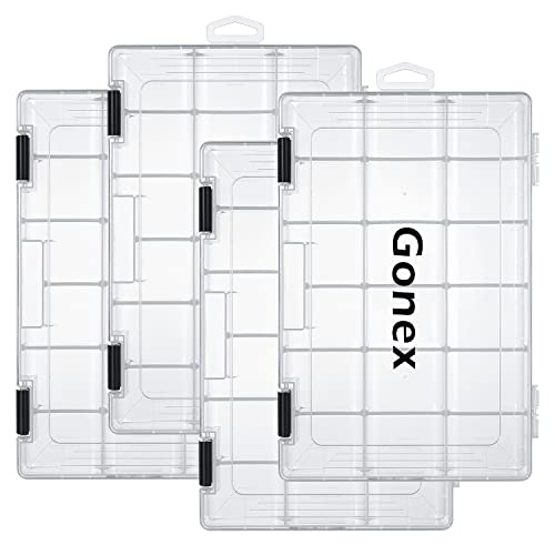 Gonex 3600 3700 Fishing Tackle Trays Lure Box with Adjustable Dividers - color: 4pcs 3600(Tray Size:10.8"x7.09"x1.65")