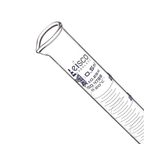 Graduated Cylinder, 25ml - Class A Tolerance ±0.25ml - Round Base - Blue Graduations - Borosilicate 3.3 Glass - Eisco Labs - size: 25mL
