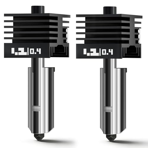 2Pcs 0.4MM Bamboo H2/P2S/X2D/A2L Hotend Kit for Bambu Lab A2L X2D P2S H2 Series 3D Printer, All-Metal 500℃ Extruder Hot End Print Head Replacement with Hardened Steel Nozzle,Heater Block - size: 4MM*2
