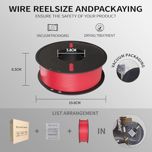 PLA+ Filament 1.75mm Red 1kg,Dimensional Accuracy +/- 0.02mm - color: Red