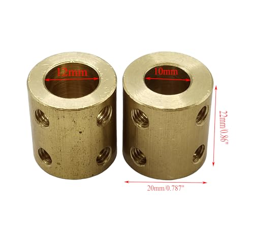 5pcs 10mm to 12mm Bore Rigid Coupling Set Screws,Brass Motor Shaft Coupling Coupler Connector with Screws and Wrench for 3D Printer DIY Encoder Car Model Shaft RC Robot - size: 10mm to 12mm