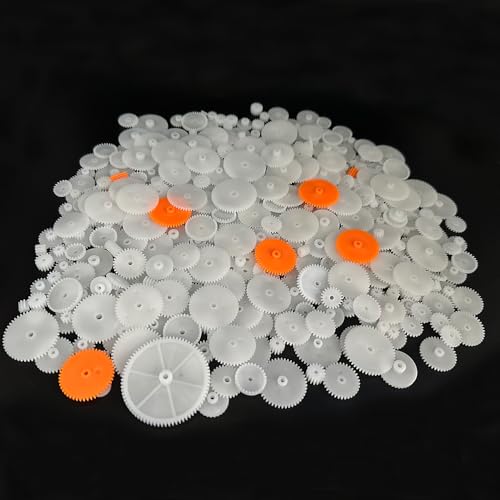 330PCS White Plastic Gears Module 0.5 Gears for DC Motor DIY Model Toys RC Car Robot Gear Replacement Electric Motor Gears (330)