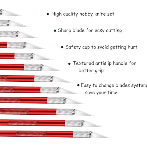 Mudder 15 Pack Exacto Knife Set, Craft Knives Hobby Knife, Red - color: Red