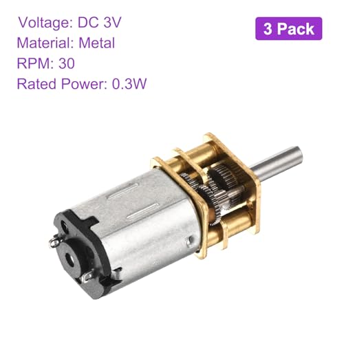 DMiotech 3pcs 3V 30RPM Rated Torque 6 Output Shaft Length 10mm Micro DC Speed Reduction Motor Mini Metal Gearbox Motor for RC Car Robot Model DIY RC Toys Engine - style: 30RPM