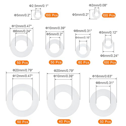 PATIKIL Nylon Spacers Assortment, 600Pcs Plastic Spacer M2 M2.5 M3 M4 M5 M6 M8 M10 M12 Spacer Screw Standoff Round Electrical Outlet Spacer Screw Bolts Hardware Receptacle, White - color: White