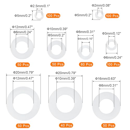 PATIKIL Nylon Spacers Assortment, 600Pcs Plastic Spacer M2 M2.5 M3 M4 M5 M6 M8 M10 M12 Spacer Screw Standoff Round Electrical Outlet Spacer Screw Bolts Hardware Receptacle, White - color: White