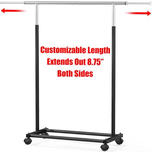 Simple Houseware Standard Rod Garment Clothing Rack, Black - color: Black