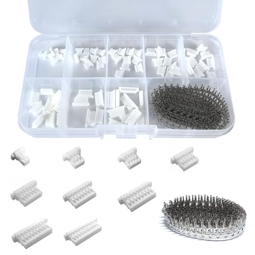 495Pcs JST SH 1.0mm Connector Kit,2/3/4/5/6/7/8/9/10 Pin Housing Connectors,SH 1.0mm Plug Terminal Kit,1.0mm Pitch JST Adapter, for Racing Cars,Drones