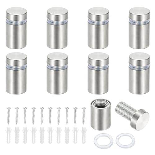 PATIKIL 1/2x0.79" Standoff Screws, 8 Pack Stainless Steel Stand Off Wall Mounts Wall Sign Mounting Hardware Advertising Standoff Nail for Hanging Acrylic Signs Picture Frame, Silver - size: 1/2x0.79"