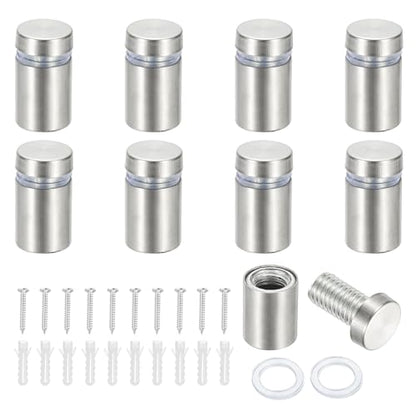 PATIKIL 1/2x0.79" Standoff Screws, 8 Pack Stainless Steel Stand Off Wall Mounts Wall Sign Mounting Hardware Advertising Standoff Nail for Hanging Acrylic Signs Picture Frame, Silver - size: 1/2x0.79"