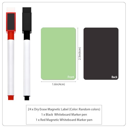 24 pcs Dry Erase Magnetic Labels, VEINARDYL 2.3" x 1.6" Reusable Magnet Name Tag Labels with 2 Pens, Colored Magnetic Sticky Notes for Whiteboard Fridge Students Locker Office Home - color: Full Color, size: 2.3" x 1.6" - 24 pcs