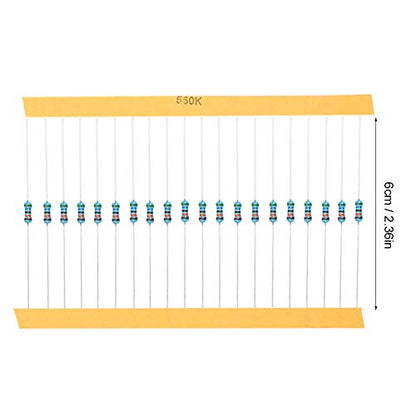 2600 Pieces 130 Values 1% Metal Film Resistors Assortment Kit for DIY Projects, 1 Ohm - 3M Ohm 1/4W Leaded Resistors with Storage Box