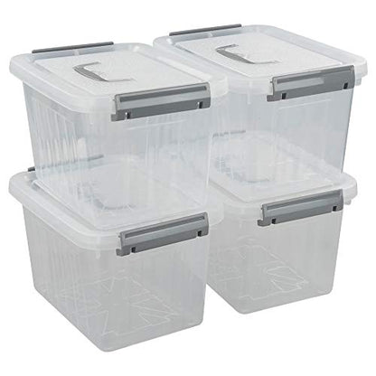 Jekiyo Clear Plastic Storage Bin, 6 Quart Latching Box with Lid, 4 Packs - size: 6 Quart