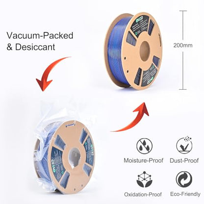 OVV3D Silk PLA Filament 1.75mm, Dual Color PLA Filament 3D Printer Filament, Black Blue 3D Printing Filament +/-0.02mm, 1kg Spool /2.2lb - color: Dual-color Black Blue