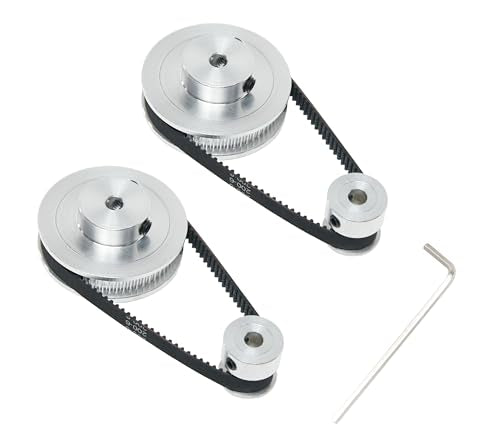 2PCS Set 2GT Aluminum Timing Pulley 20&60 Teeth 6.35mm Bore Synchronous Wheel with 2PCS Length 200mm Width 6mm Belt (20-60T-6.35B-6) - size: 6.35MM Bore, style: 20-60T-6.35B-6MM