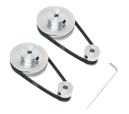 2PCS Set 2GT Aluminum Timing Pulley 20&60 Teeth 6.35mm Bore Synchronous Wheel with 2PCS Length 200mm Width 6mm Belt (20-60T-6.35B-6) - size: 6.35MM Bore, style: 20-60T-6.35B-6MM