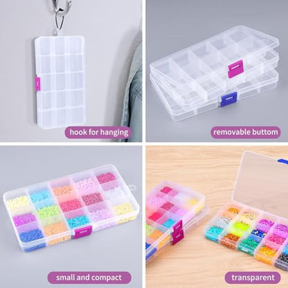 Opret Bead Organizer 15 Grids 8 Pack for Crafts - color: 8 pcs, transparent