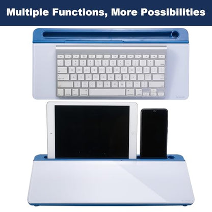 TSJ OFFICE Desktop Whiteboard Dry-Erase-Board - Computer Keyboard Stand White Board Surface Pad with Drawer, Desk Organizers with Accessories for Office, Home, School Supplies - Blue - color: Blue