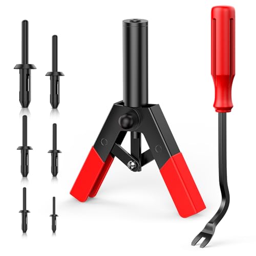 GOOACC 122Pcs Plastic Rivet Gun Set with Fastener Remover Pop Rivet Assortment - for All Plastic Rivets Safe Metal or Plastic Clips Removal for Installing and Removing Car Door Upholstery - color: 122Pcs Rivet Set + 2 Remover