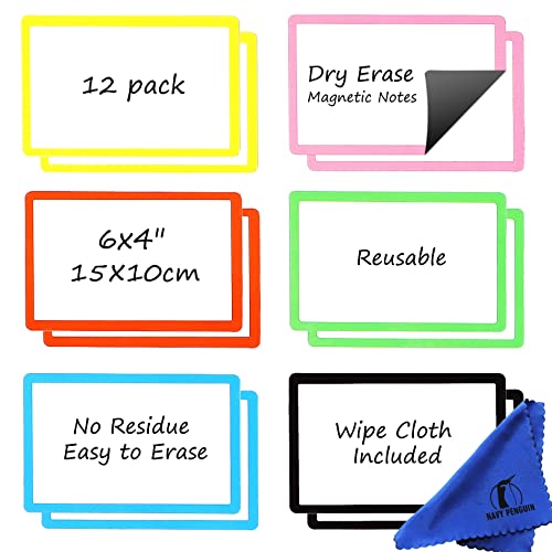 Dry Erase Magnets 6x4 in, Small Magnetic Whiteboard Notes for Fridge
