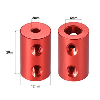 uxcell 3mm to 6mm Bore Rigid Coupling Set Screw L20XD12 Aluminum Alloy,Shaft Coupler Connector for RC Airplane Boat, Motor Accessories,Red,2pcs - size: 3mm to 6mm