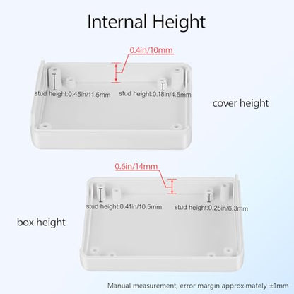 Project Box 8 Pieces Electrical Box Small Junction Box ABS Plastic Enclosure Power Electronic Case White 3.5" x 2.8" x 1.1"(90 x 70 x 28mm) - color: White, size: 3.5" x 2.8" x 1.1"