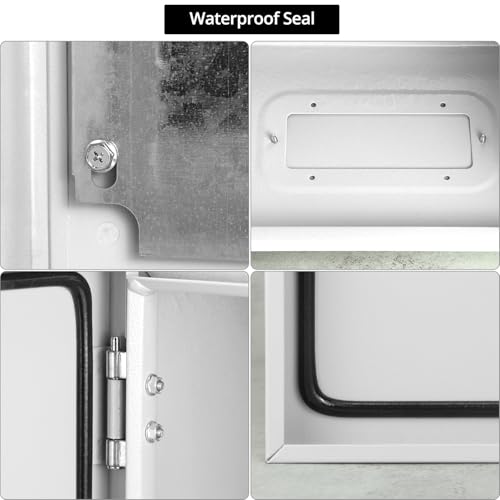 QWORK Steel Enclosure, 16x12x8 Carbon Steel Electrical Box, Waterproof with Lock and Hinge