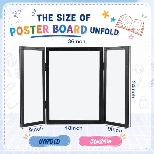36 x 24 Trifold 3-Panel Display Board with Black Felt Board and Storage Bag - color: White-black, size: 36 x 24inch