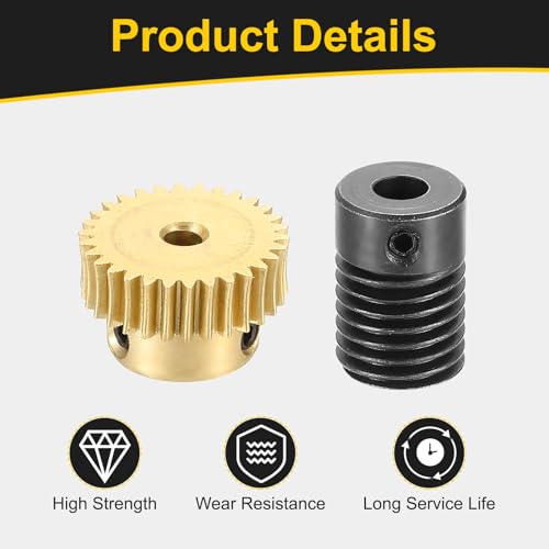 uxcell Worm Gear Set Right Rotation 30T 0.5 Module 1:30 Reduction Rate - size: Gear-3mm, Rod-5mm Bore, style: 0.5M-30T